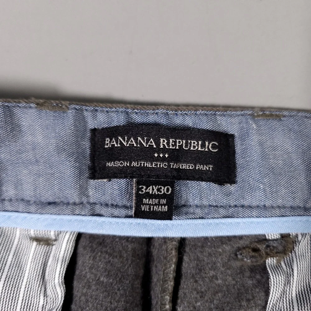 Banana Republic Mason Athletic Tapered Pants Mens 34x30 Brown Cotton Blend NWT